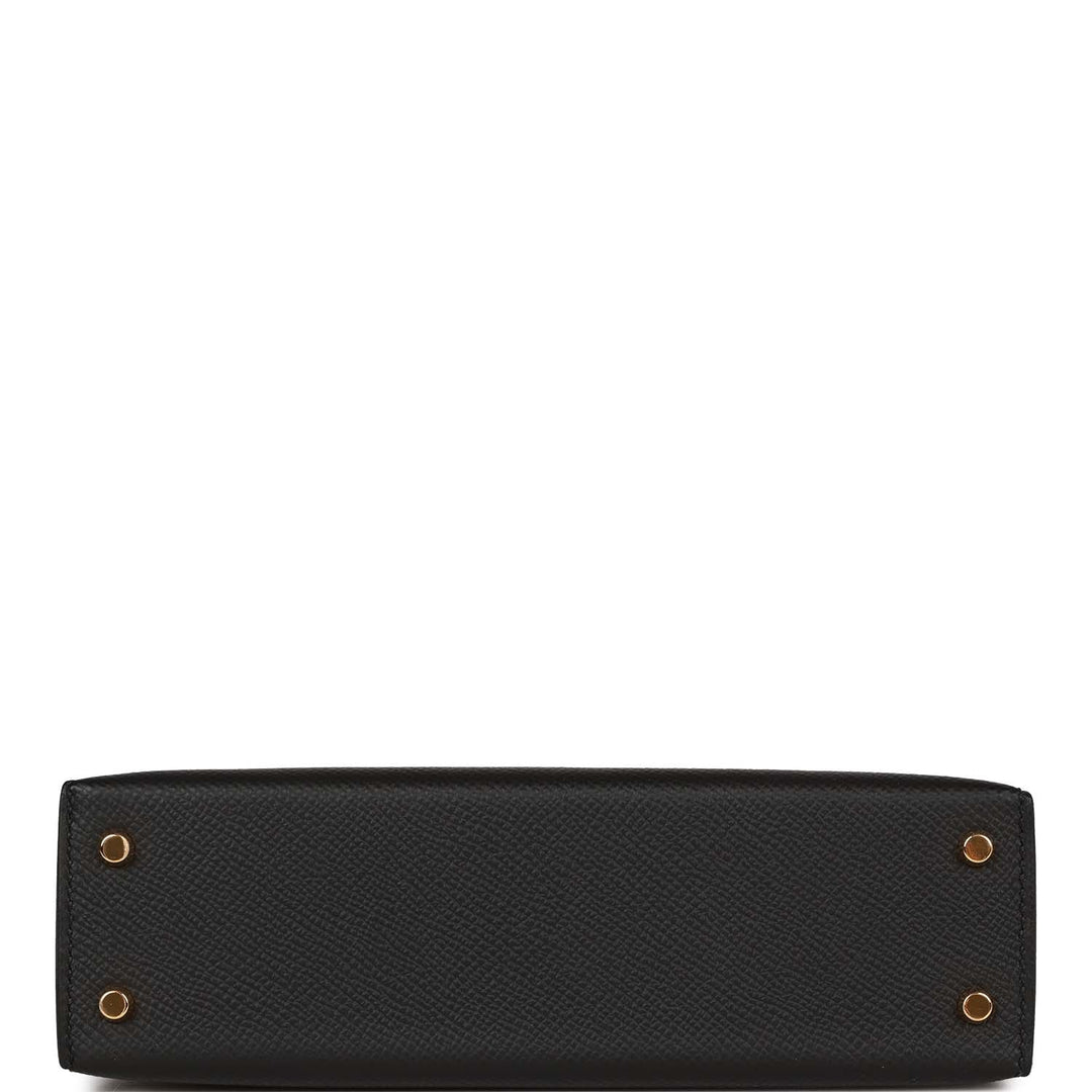 Hermes Kelly 20 Sellier Black Epsom Gold Hardware