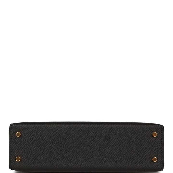 Hermes Kelly 20 Sellier Black Epsom Gold Hardware
