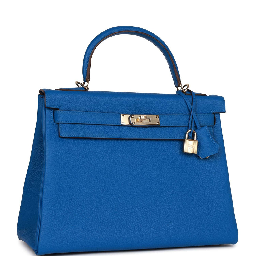 Top quality Hermes Special Order (HSS) Kelly Retourne 32 Bleu Royal Verso Togo Permabrass Hardware
