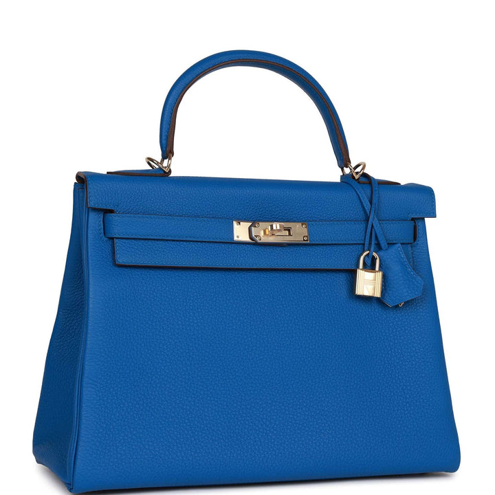 Top quality Hermes Special Order (HSS) Kelly Retourne 32 Bleu Royal Verso Togo Permabrass Hardware