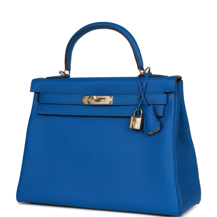 Top quality Hermes Special Order (HSS) Kelly Retourne 32 Bleu Royal Verso Togo Permabrass Hardware
