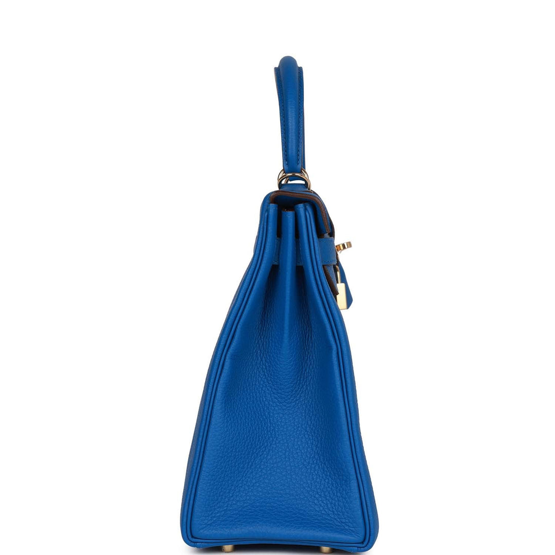 Top quality Hermes Special Order (HSS) Kelly Retourne 32 Bleu Royal Verso Togo Permabrass Hardware