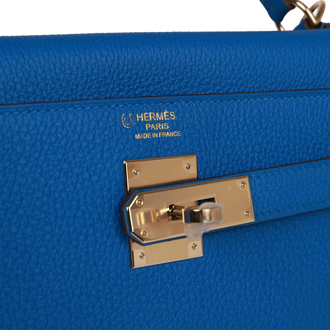 Top quality Hermes Special Order (HSS) Kelly Retourne 32 Bleu Royal Verso Togo Permabrass Hardware
