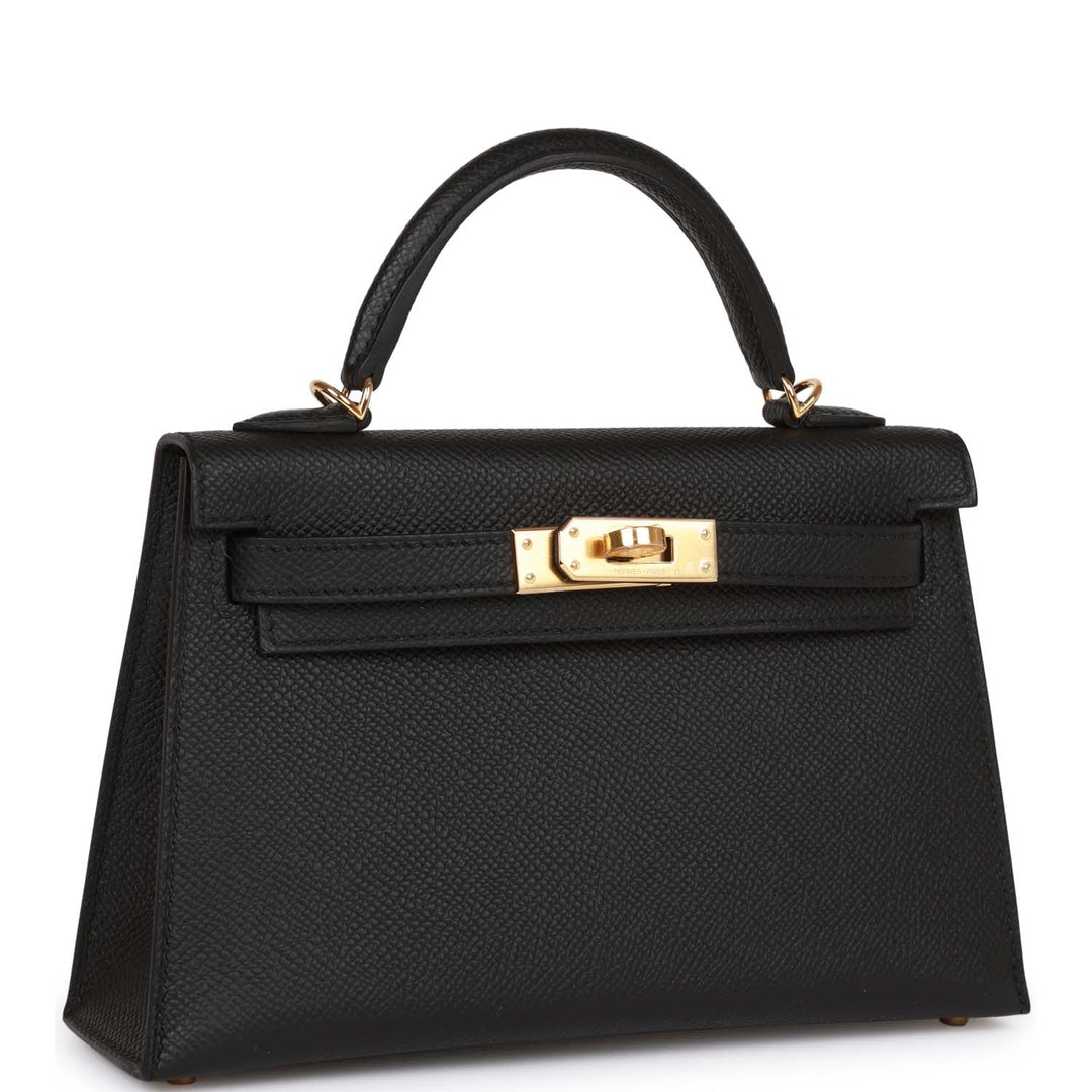 Top quality Hermes Kelly 20 Black Epsom Sellier Gold Hardware