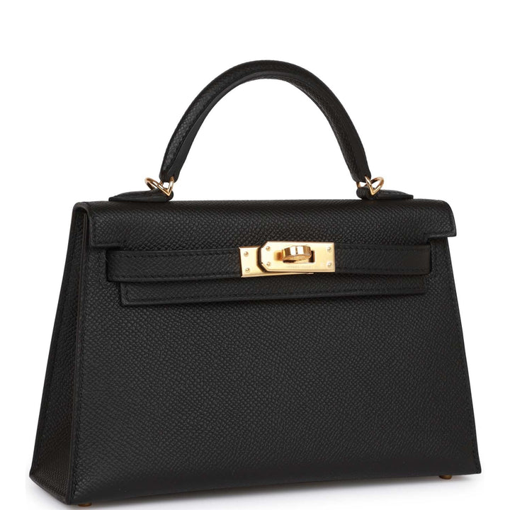 Top quality Hermes Kelly 20 Black Epsom Sellier Gold Hardware