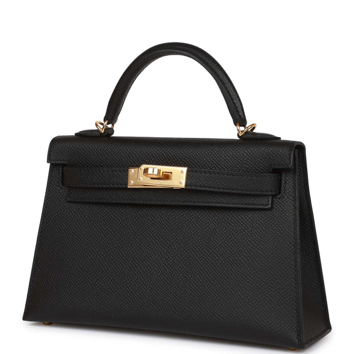 Top quality Hermes Kelly 20 Black Epsom Sellier Gold Hardware