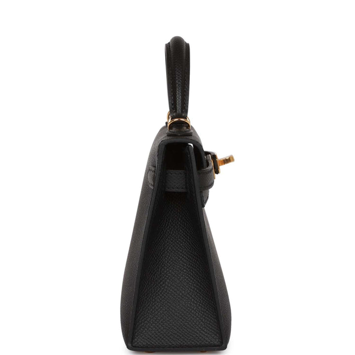 Top quality Hermes Kelly 20 Black Epsom Sellier Gold Hardware