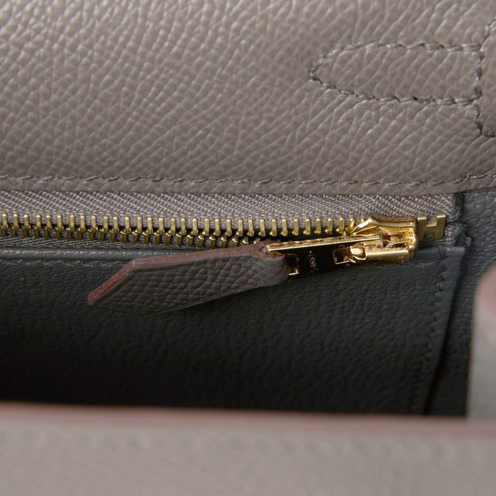 Hermes Kelly 25 Sellier Etain Epsom Gold Hardware
