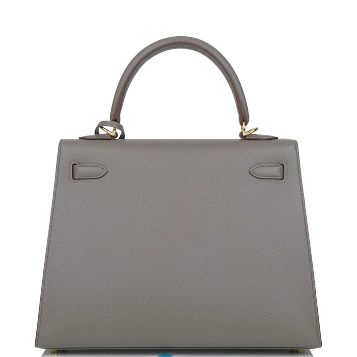 Hermes Kelly 25 Sellier Etain Epsom Gold Hardware