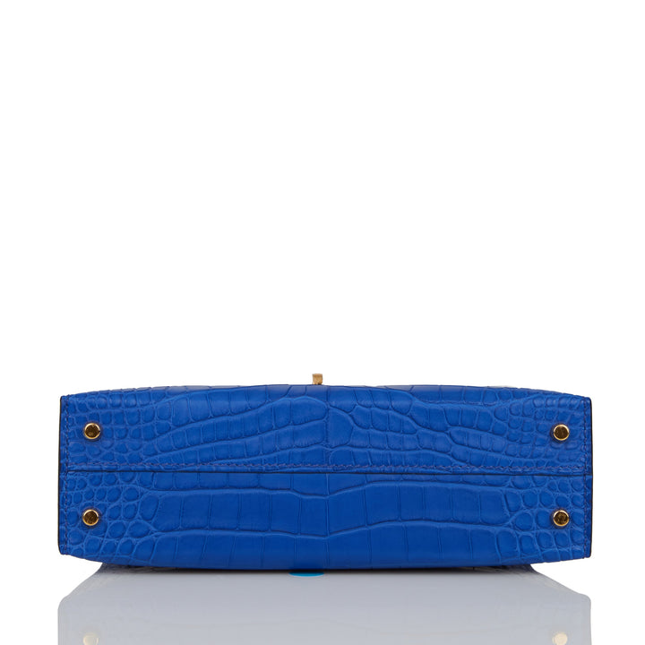 Hermes Kelly 20 Sellier Bleu Royal Matte Alligator Gold Hardware