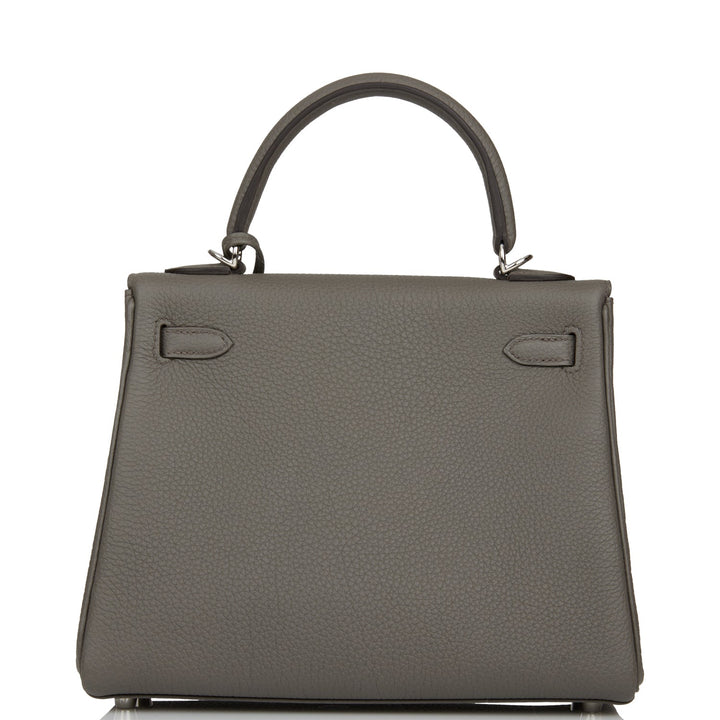 Hermes Kelly 25 Retourne Etain Togo Palladium Hardware