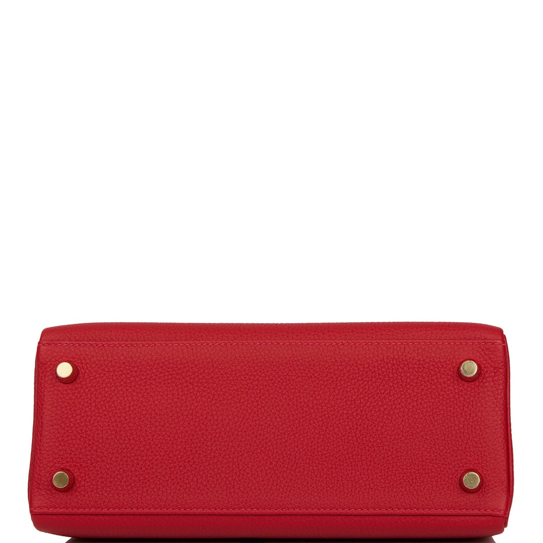 Hermes Kelly 25 Retourne Rouge Casaque Togo Gold Hardware