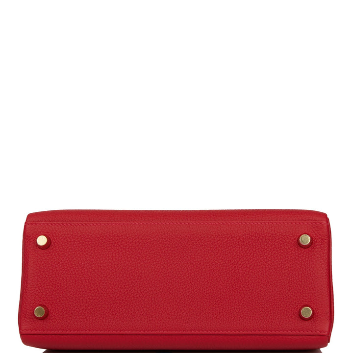 Hermes Kelly 25 Retourne Rouge Casaque Togo Gold Hardware