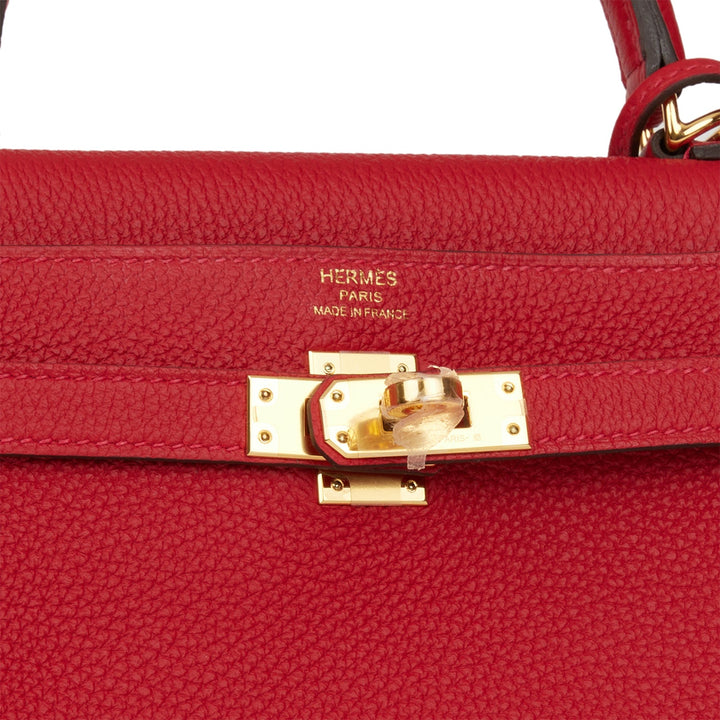 Hermes Kelly 25 Retourne Rouge Casaque Togo Gold Hardware
