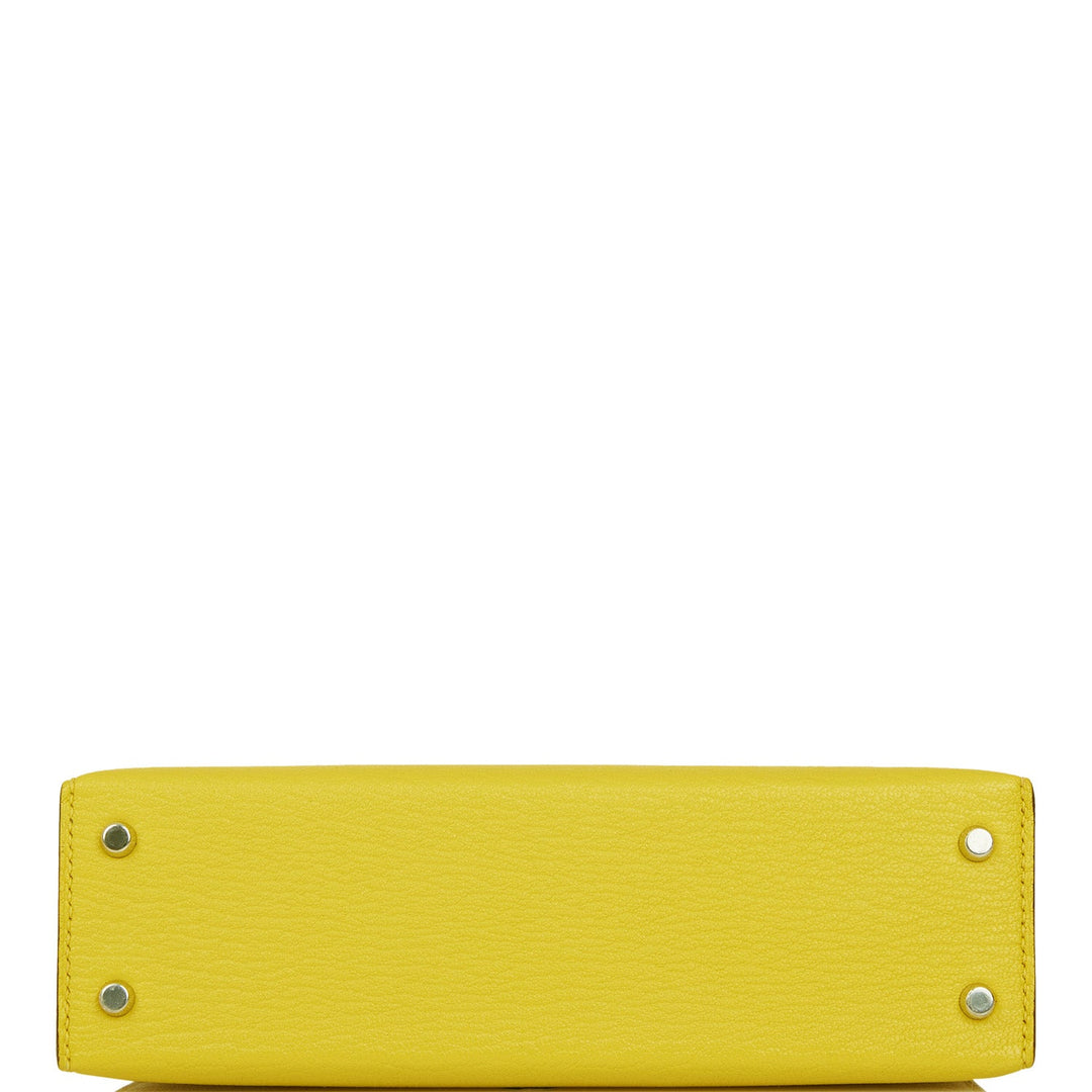 Hermes Kelly Sellier 20 Jaune de Naples Verso Chèvre Palladium Hardware