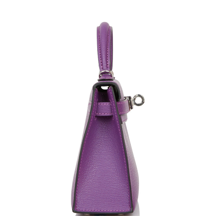 Hermes Kelly 20 Sellier Violet Verso Chèvre Palladium Hardware