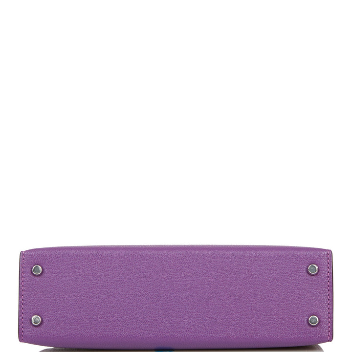 Hermes Kelly 20 Sellier Violet Verso Chèvre Palladium Hardware