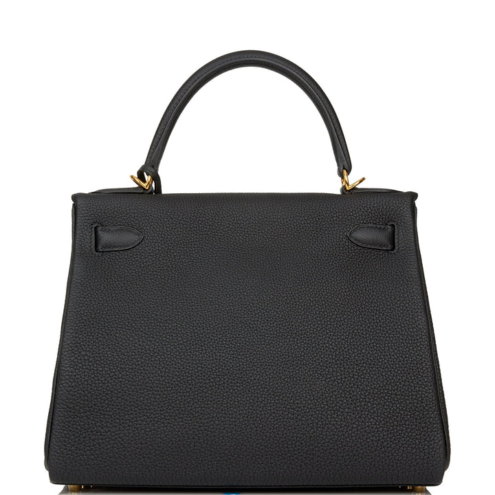 Hermes Kelly 28 Retourne Black Togo Gold Hardware