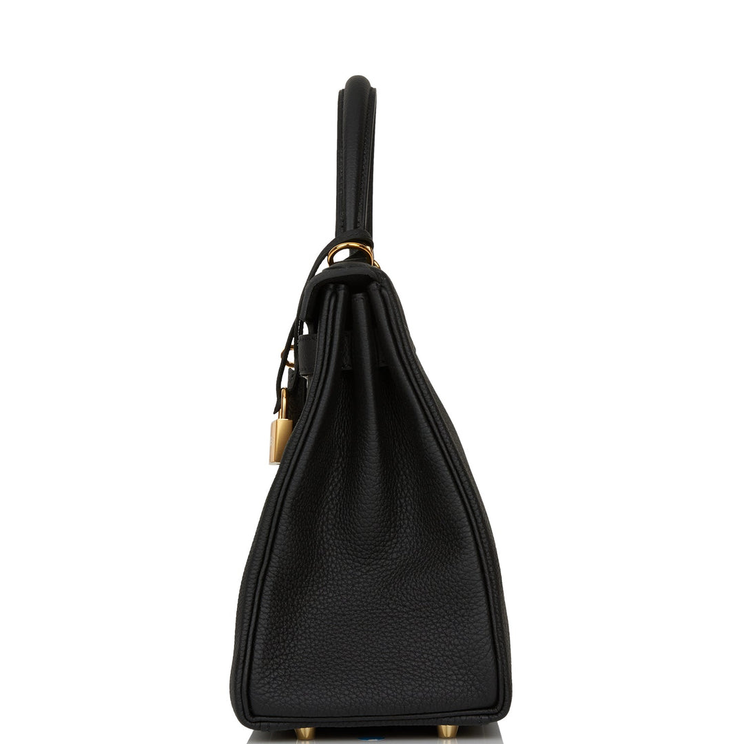 Hermes Kelly 28 Retourne Black Togo Gold Hardware