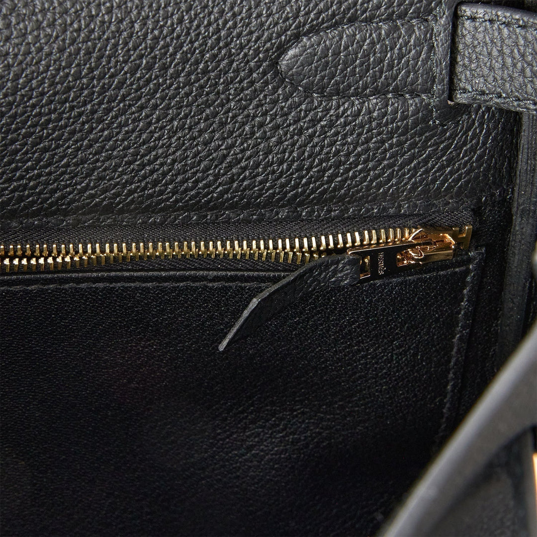 Hermes Kelly 28 Retourne Black Togo Gold Hardware