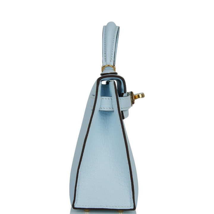 Hermes Kelly 20 Sellier Bleu Brume Chevre Gold Hardware