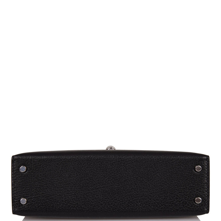 Hermes Kelly 20 Sellier Black Chevre Chamkila Palladium Hardware