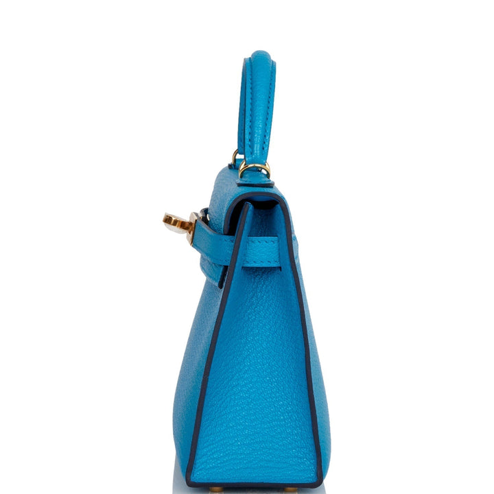 Hermes Kelly 20 Sellier Bleu Frida Chevre Gold Hardware