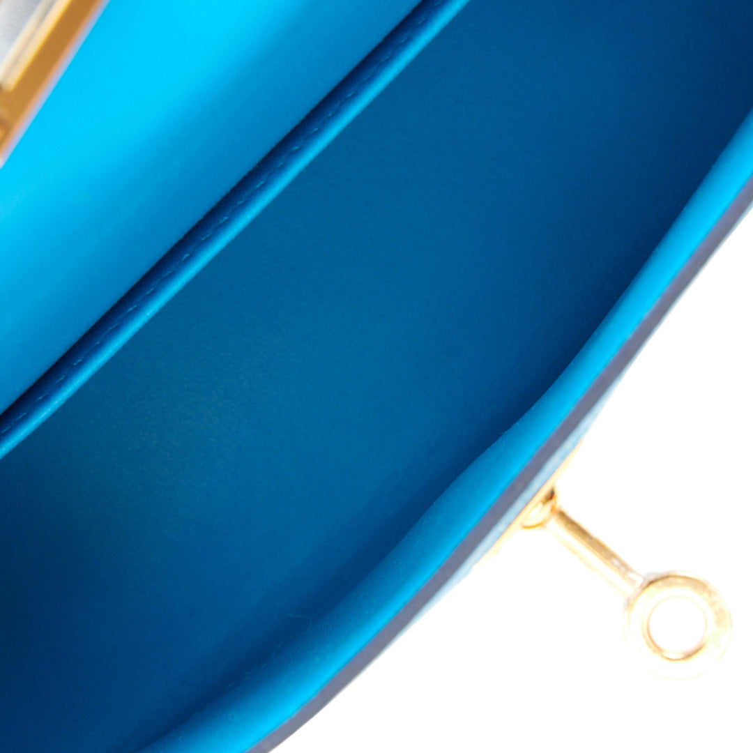 Hermes Kelly 20 Sellier Bleu Frida Chevre Gold Hardware