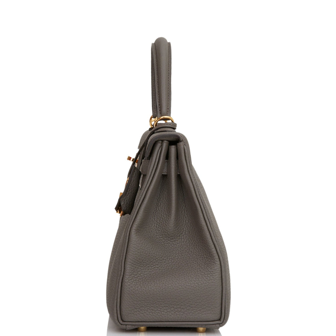 Hermes Kelly 25 Retourne Etain Togo Gold Hardware