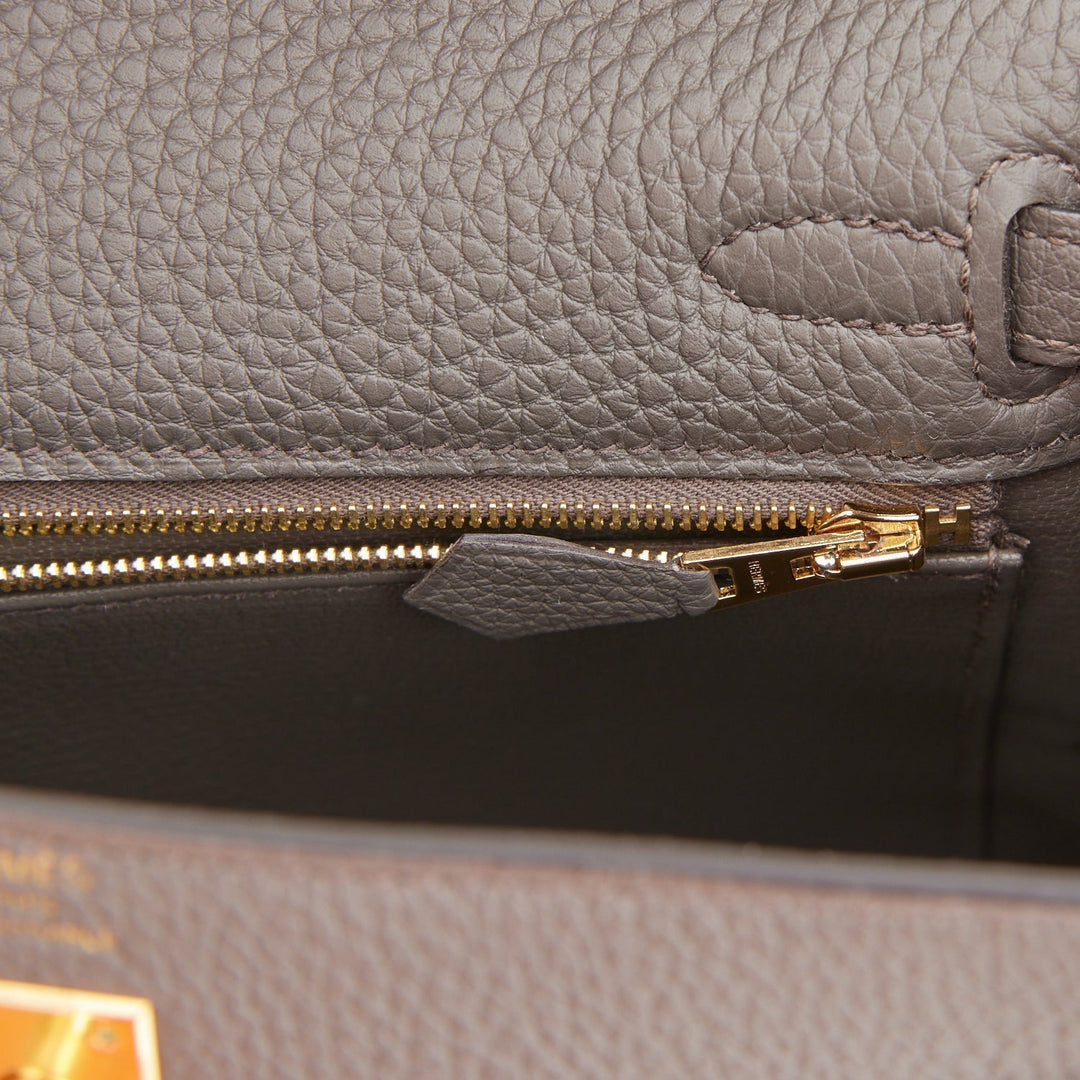 Hermes Kelly 25 Retourne Etain Togo Gold Hardware