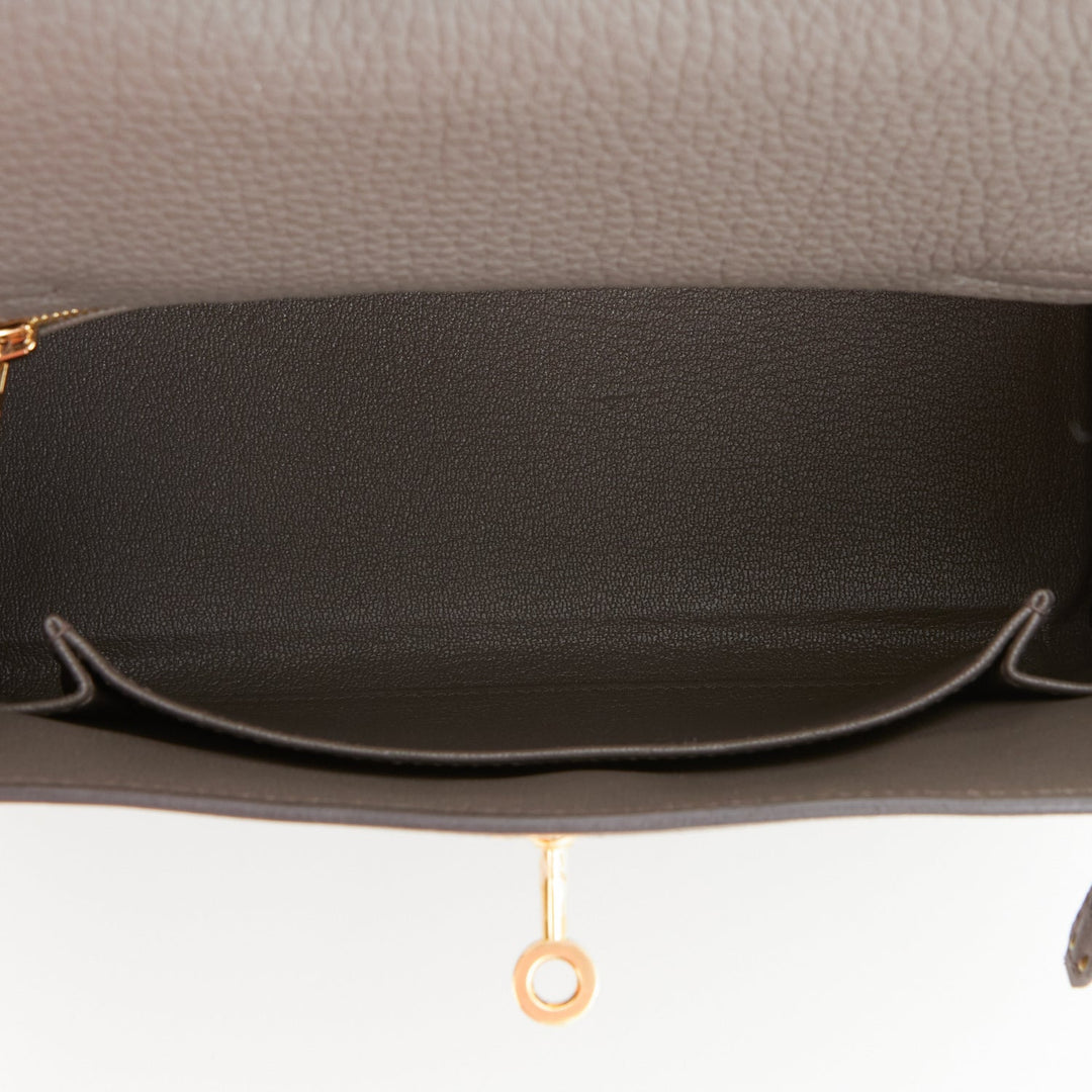 Hermes Kelly 25 Retourne Etain Togo Gold Hardware