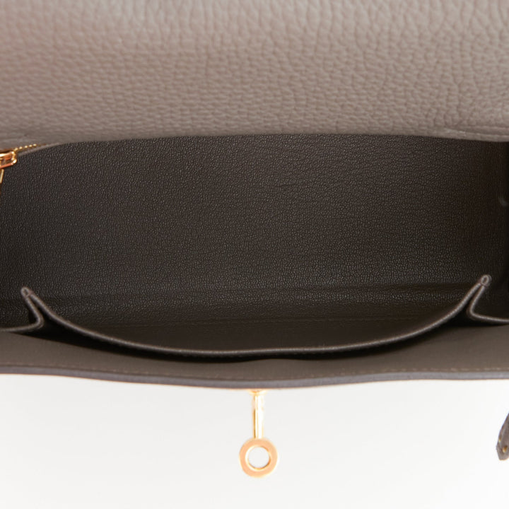 Hermes Kelly 25 Retourne Etain Togo Gold Hardware
