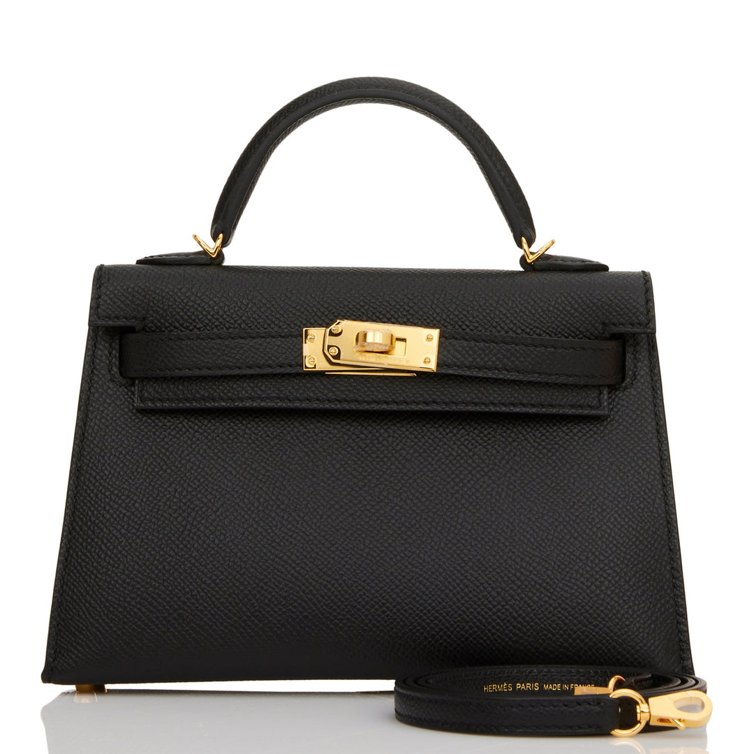 Hermes Kelly 20 Sellier Black Epsom Gold Hardware