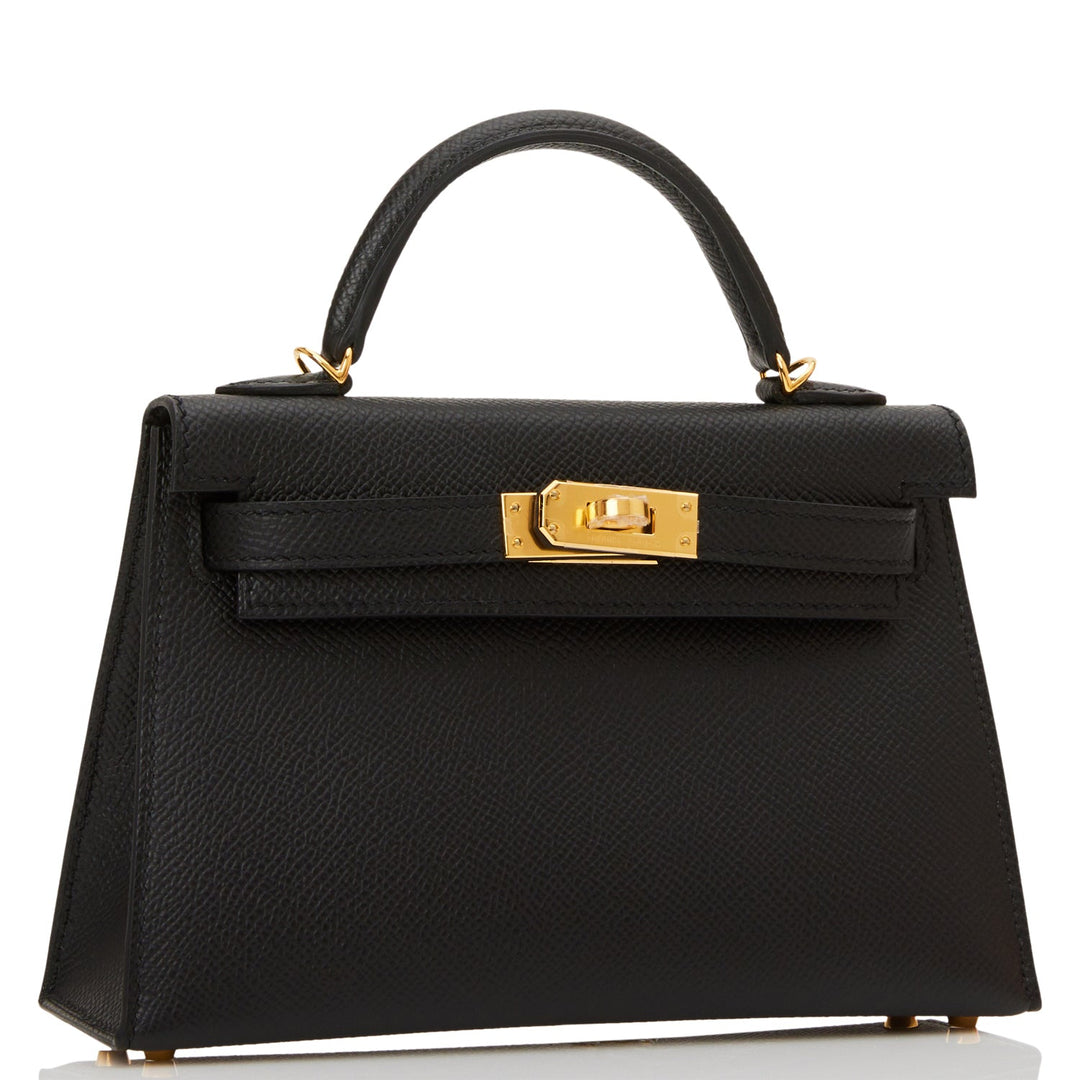 Hermes Kelly 20 Sellier Black Epsom Gold Hardware