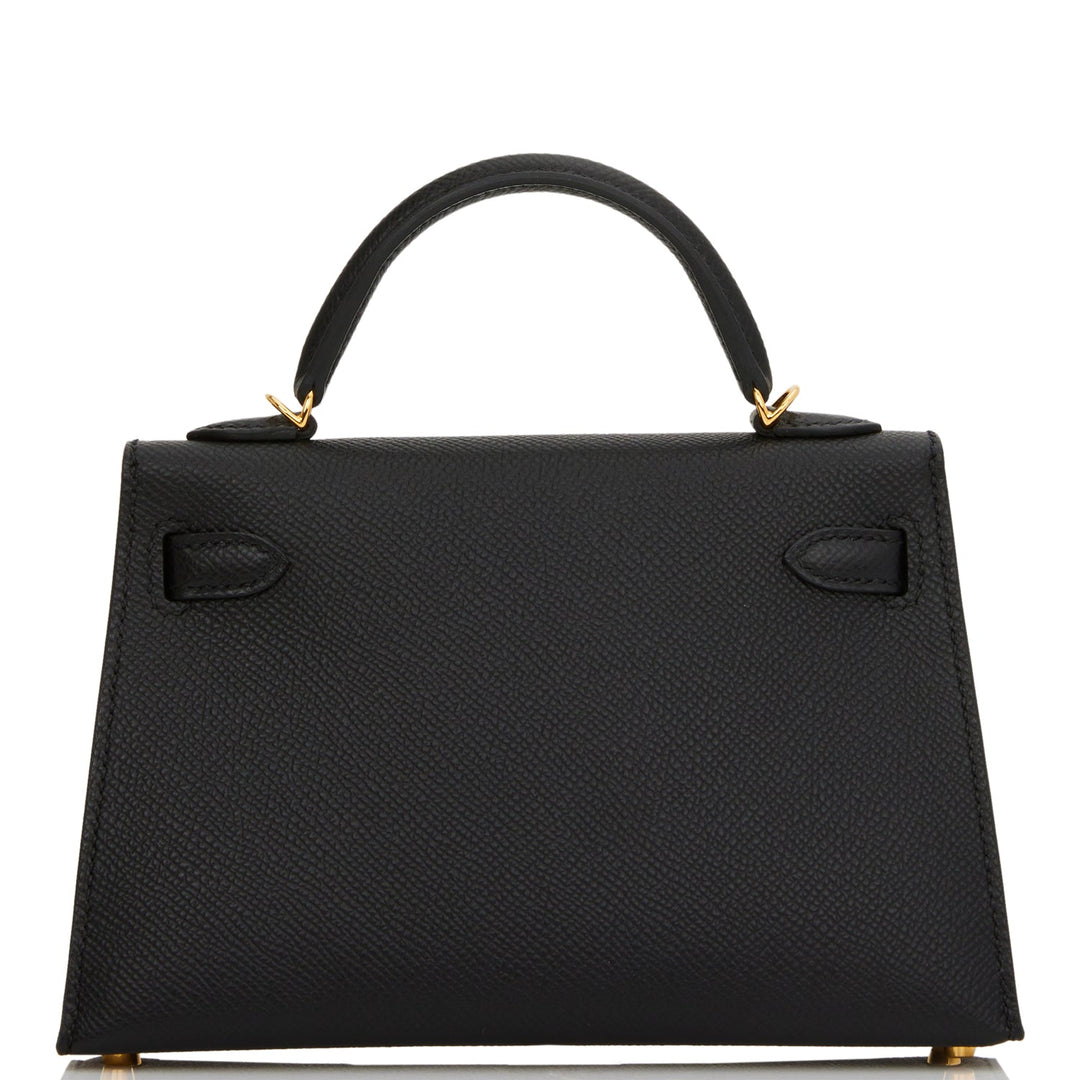 Hermes Kelly 20 Sellier Black Epsom Gold Hardware