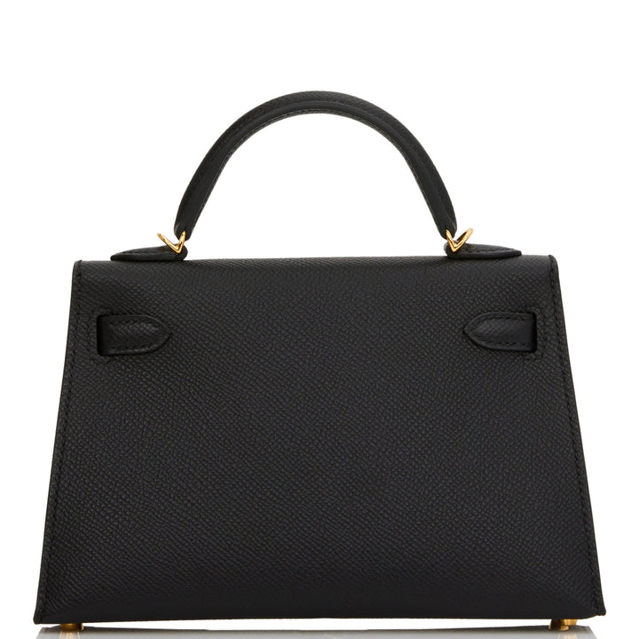 Hermes Kelly 20 Sellier Black Epsom Gold Hardware