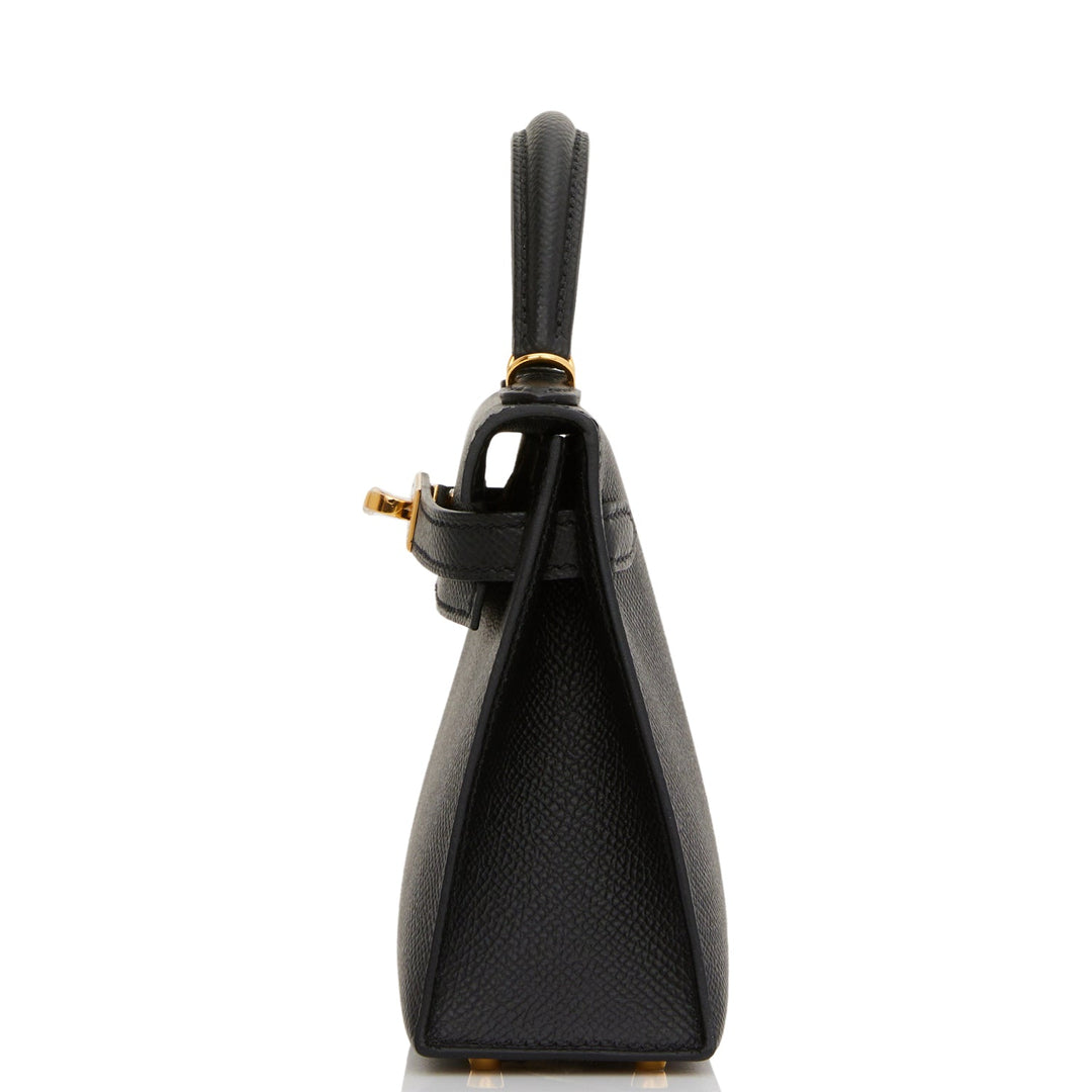 Hermes Kelly 20 Sellier Black Epsom Gold Hardware