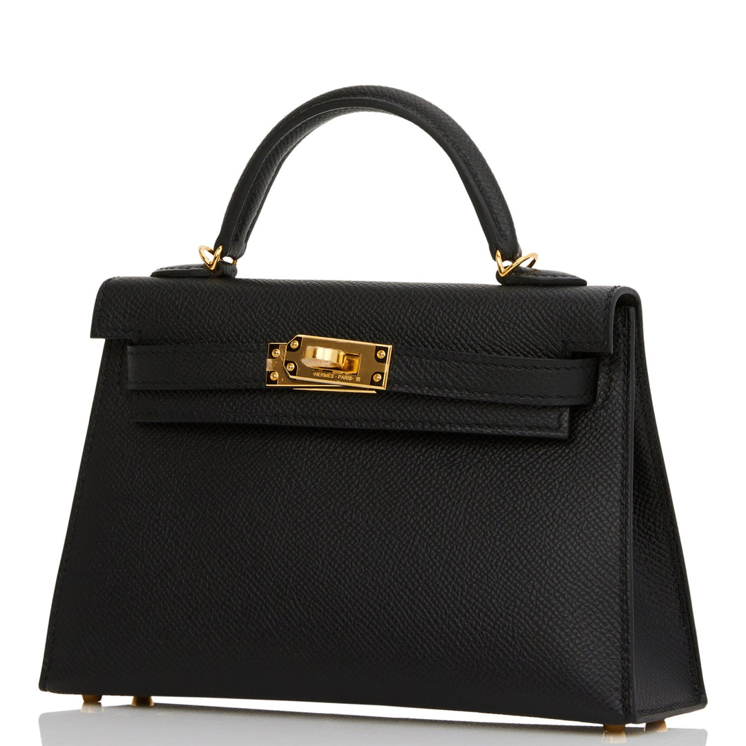 Hermes Kelly 20 Sellier Black Epsom Gold Hardware
