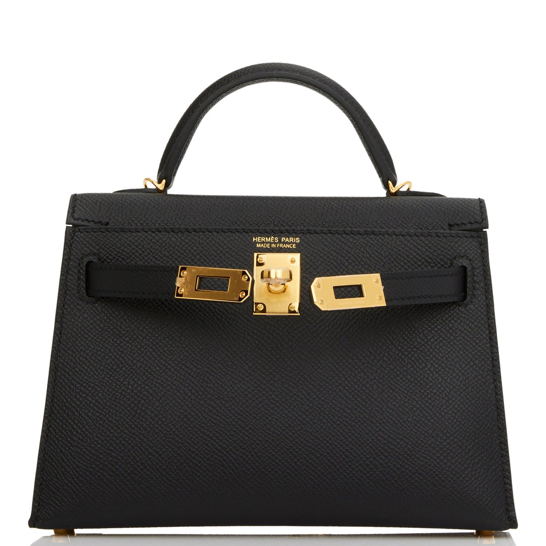 Hermes Kelly 20 Sellier Black Epsom Gold Hardware