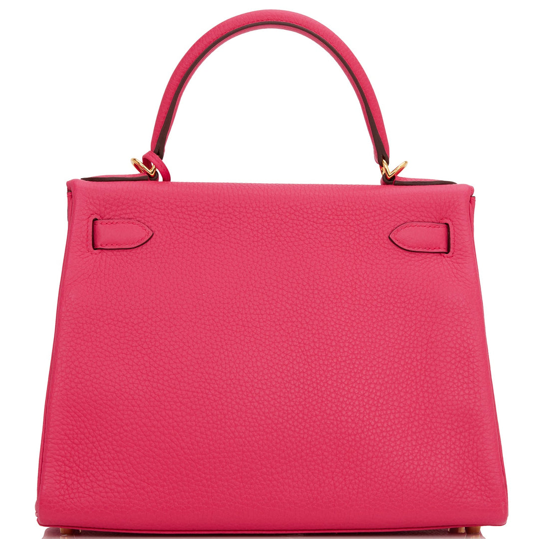 Hermes Kelly 28 Retourne Rose Extreme Clemence Gold Hardware