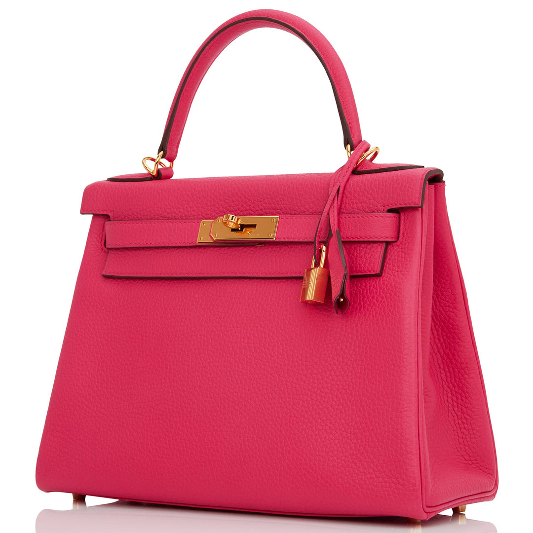 Hermes Kelly 28 Retourne Rose Extreme Clemence Gold Hardware