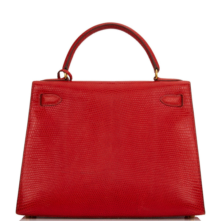 Hermes Kelly 28 Sellier Rouge Vif Lizard Niloticus Gold Hardware