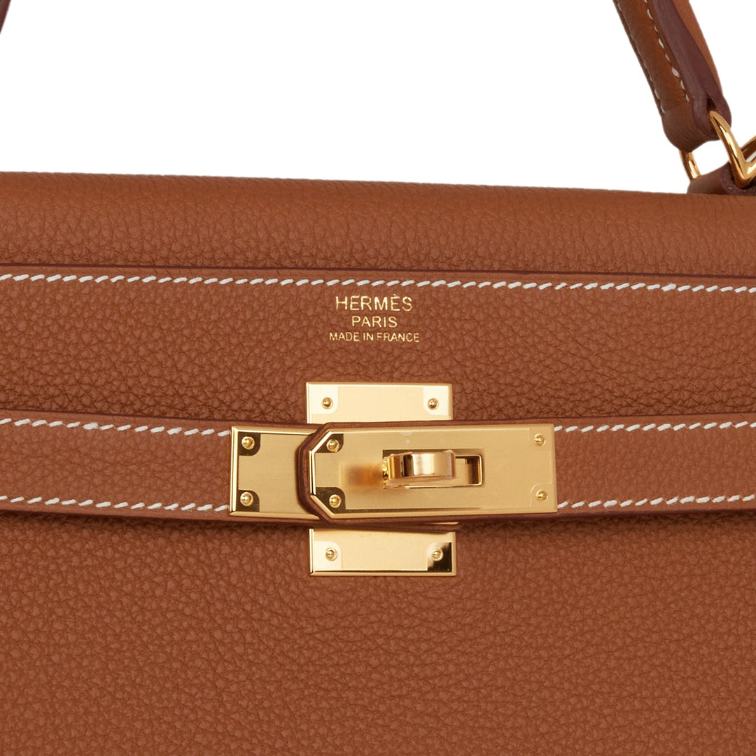 Hermes Kelly 32 Retourne Gold Togo Gold Hardware