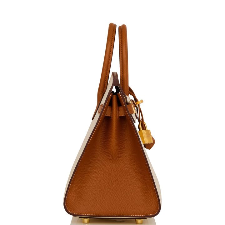 Hermes Birkin 25 Sellier Nata and Gold Epsom Brushed Gold Hardware