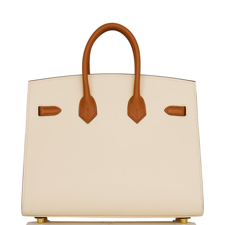 Hermes Birkin 25 Sellier Nata and Gold Epsom Brushed Gold Hardware