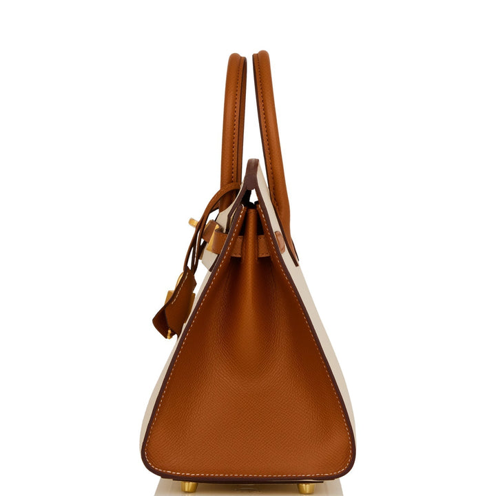 Hermes Birkin 25 Sellier Nata and Gold Epsom Brushed Gold Hardware