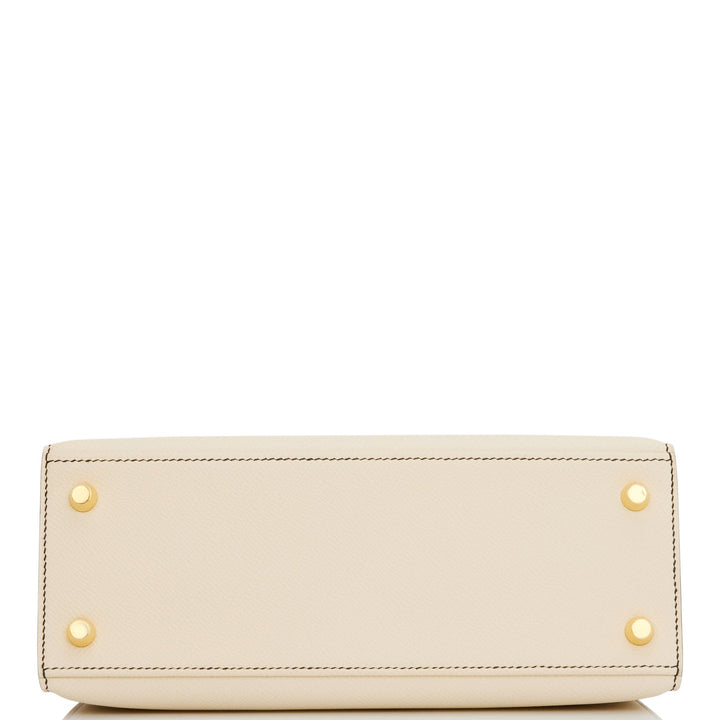 Top quality Hermes Special Order (HSS) Kelly Sellier 25 Nata and Black Epsom Gold Hardware