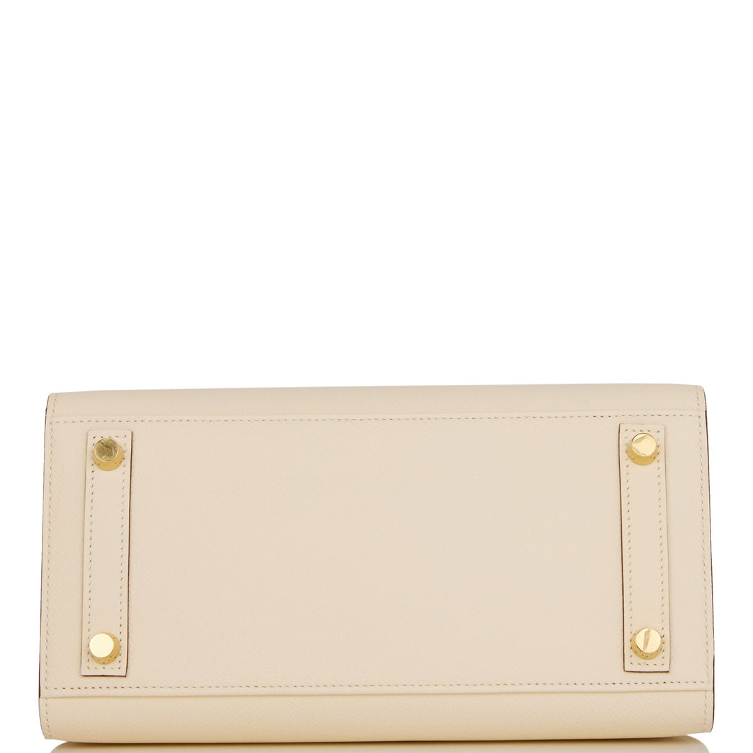Hermes Birkin 25 Sellier Nata and Gold Epsom Brushed Gold Hardware