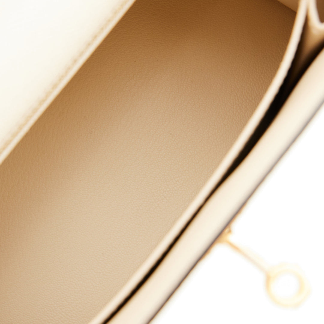 Top quality Hermes Special Order (HSS) Kelly Sellier 25 Nata and Black Epsom Gold Hardware