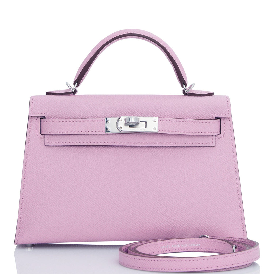 Hermes Kelly 20 Sellier Mauve Sylvestre Epsom Palladium Hardware